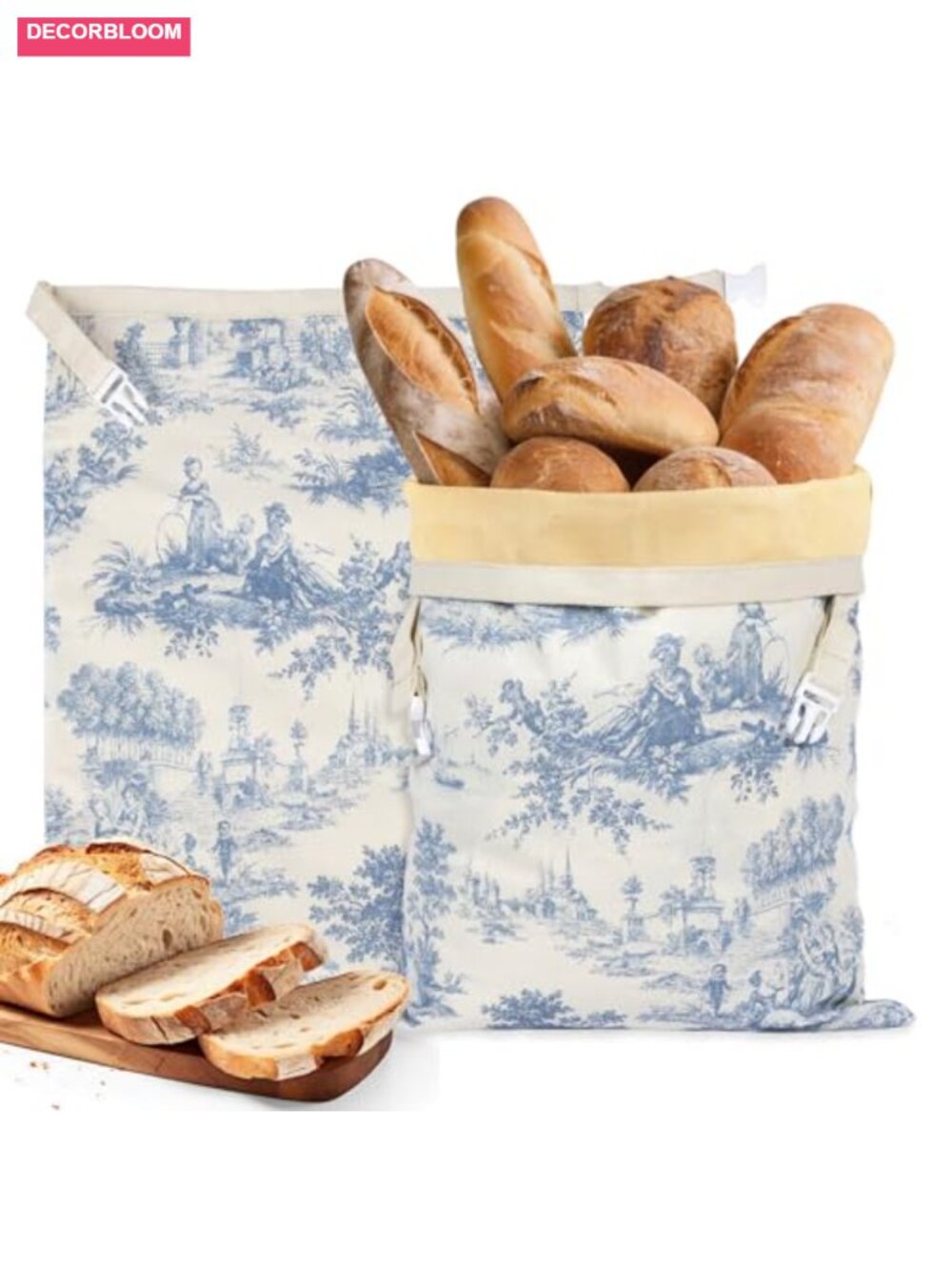 Reusable Beeswax Bread Bags 2-Pack XL Organic Cotton Linen Covers Airtight
